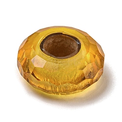 Glass European Beads, Large Hole Beads, Wheel, Faceted, Gold, 14.5x6.4mm, Hole: 5.7mm(GLAA-XCP0001-43C)