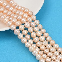 Natural Cultured Freshwater Pearl Beads Strands, Potato, Grade 4A++, PeachPuff, 9~10mm, Hole: 0.7mm, about 39~46pcs/strand, 13.98~15.43''(33.5~39.2cm)(PEAR-I007-07Z-07B)