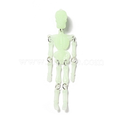 Halloween Luminous PVC Skeleton Pendants, Glow in the Dark, with Iron Link Rings, Aquamarine, 100x26.5x15mm, Hole: 1.6mm(HJEW-B007-01)