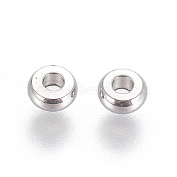 Tarnish Resistant 304 Stainless Steel Spacer Beads, Flat Round, Stainless Steel Color, 4x1.7mm, Hole: 1.4mm(STAS-F205-02P-A)