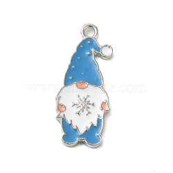 Winter Theme Alloy Enamel Pendants, Platinum, Gnome, 25x11x1.7mm, Hole: 1.8mm(X-ENAM-M002-04G-P)