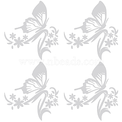 PVC Butterfly Car Decals, Reflective Car Rearview Mirror Stickers, White, 157~163x145~148x0.2~0.3mm(ST-WH0005-02A)