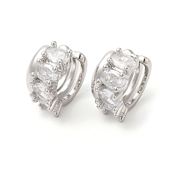Platinum Plated Brass Cuff Earrings with Rhinestone for Women, Crystal, 15x16x9mm(EJEW-D065-07P-03)