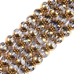 Electroplate Glass Beads Strands, Full Plated, Faceted, Round, Gainsboro, 7x8mm, Hole: 1.5mm, about 42pcs/strand, 12.20''(31cm)(X-EGLA-Q128-04A-FP07)