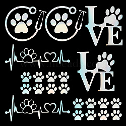 8 Sheets 4 Style Waterproof Heart & Bear Paw Pattern PET Car Decals Stickers, for Cars Motorbikes Luggages Skateboard Decor, Colorful, 80~170x78~124mm, 2 Sheets/style(STIC-GF0001-03A)