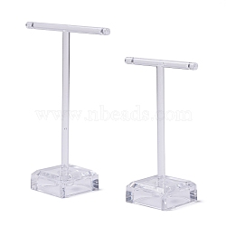 T Bar Acrylic Earring Display Stand, T Bar with Two Holes, Clear, large: 3.5x8.3x11.8cm, small: 3.5x6.2x9.8cm, 2pcs/set(EDIS-F005-12)