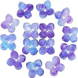 4-Petal Cellulose Acetate(Resin) Bead Caps, Flower, Steel Blue, 14x14x6mm, Hole: 1.2mm, 100pcs/box(KK-CA0001-04)