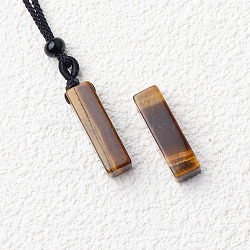 Natural Tiger Eye Cuboid Pendant Black Cotton Cord Necklaces, 23.62 inch(60cm)(FS-WG3353C-06)
