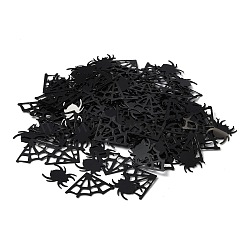 Plastic Table Scatter Confetti, for Halloween Party Decorations, Spider Web & Spider, Black, 15.4x13.4x0.24mm, 16.5x24.5x0.33mm(DIY-I042-A03)