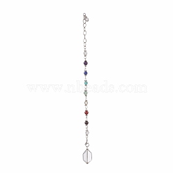 Natural & Synthetic Gemstone Chakra Pointed Dowsing Pendulums, Also as Bracelet, with 304 Iron Cable Chains, Platinum, 260mm(PALLOY-JF02089)