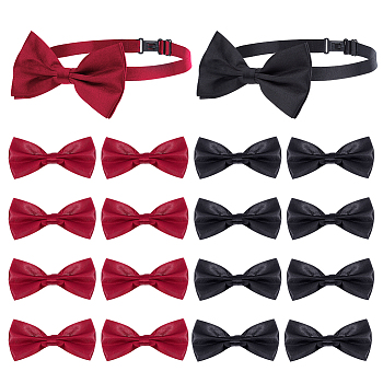 16Pcs 2 Colors Adjustable Polyester Bow Ties, Men's Necktie, with Plastic Buckles, Mixed Color, 296~505mm, 8pcs/color