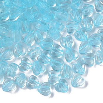 Transparent Acrylic Beads, Heart, Sky Blue, 8x8.5x5.5mm, Hole: 2.5mm, about 2030pcs/500g