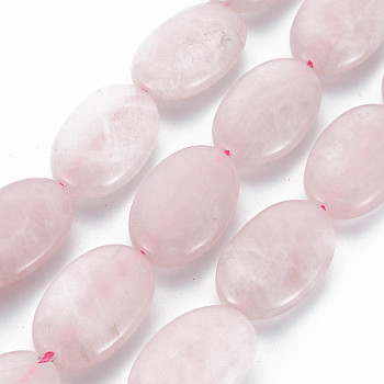 Natural Rose Quartz Beads Strands, Oval, 29x18x6.5~8.5mm, Hole: 1.2mm, about 14pcs/strand, 15.94 inch(40.5cm)