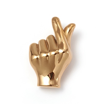 304 Stainless Steel ASL Pendants, Gesture for Finger Heart, Golden, 33.5x22x13mm, Hole: 6x6mm