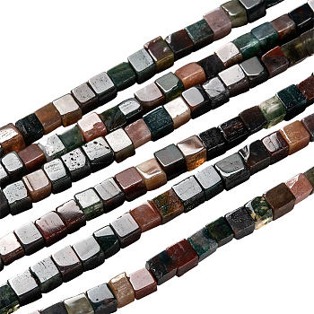 2 Strands Natural Indian Agate Beads Strands, Cube, 4~5x4~5mm, Hole: 1mm, about 90pcs/strand, 15.04 inch(38.2~38.6cm)