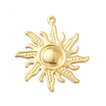 Brass Pendants, Sun, Golden, 33x30x1.5mm, Hole: 1.5mm