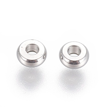 304 Stainless Steel Spacer Beads, Flat Round, Stainless Steel Color, 4x1.7mm, Hole: 1.4mm