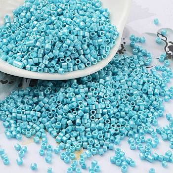 Baking Paint Glass Seed Beads, Cylinder, Dark Turquoise, 2x1.5mm, Hole: 1mm, about 5599pcs/50g