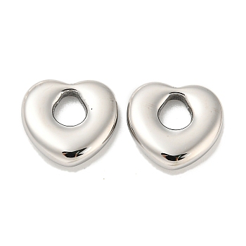 304 Stainless Steel Charms, Heart Charm, Stainless Steel Color, 12x12x3mm, Hole: 5x4mm