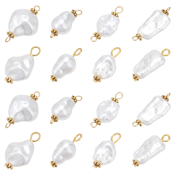 80Pcs 8 Styles Jewelry Making Findings Kits including ABS Plastic Imitation Pearl Pendants & Connector Charms, Nuggets, with Golden Iron Iron Flat Head Pins & 304 Stainless Steel Eye Pins, White, 21~26mm, Hole: 2.5~3mm, 10pcs/style