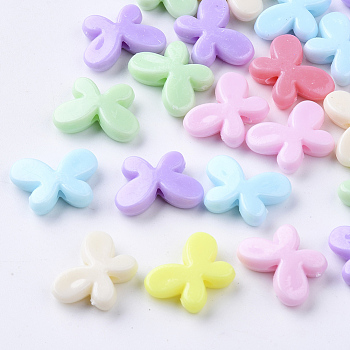 Opaque Polystyrene Plastic Beads, Butterfly, Mixed Color,12.5x17.5x4.5mm, Hole: 1.8mm, about 100pcs/50g
