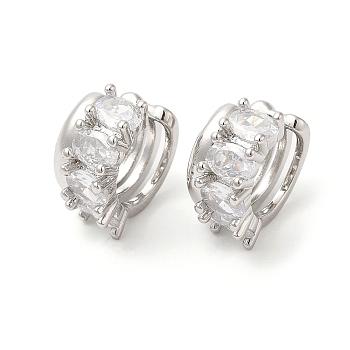Platinum Plated Brass Cuff Earrings with Rhinestone for Women, Crystal, 15x16x9mm