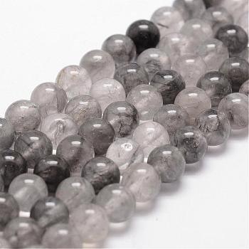 Natural Cloudy Quartz Beads Strands, Round, 10mm, Hole: 1mm, about 40pcs/strand, 15 inch