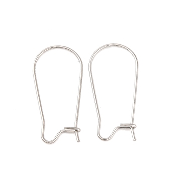 Non-Tarnish 316 Surgical Stainless Steel Hoop Earrings Findings Kidney Ear Wires, 21 Gauge, 25x12mm, Pin: 0.7mm