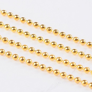 Iron Ball Bead Chains, Soldered, Golden, with Spool, Bead: about 1.5mm in diameter, about 328.08 Feet(100m)/roll