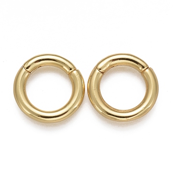 Brass Twister Clasps, Long-Lasting Plated, Ring, Real 18K Gold Plated, 14x2.5mm, Inner Diameter: 9mm