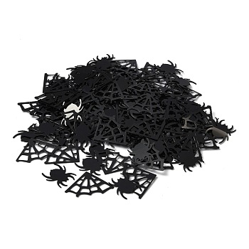 Plastic Table Scatter Confetti, for Halloween Party Decorations, Spider Web & Spider, Black, 15.4x13.4x0.24mm, 16.5x24.5x0.33mm