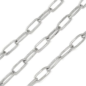 304 Stainless Steel Textured Cable Chains, Soldered, with Spool, Stainless Steel Color, 10x4x1mm