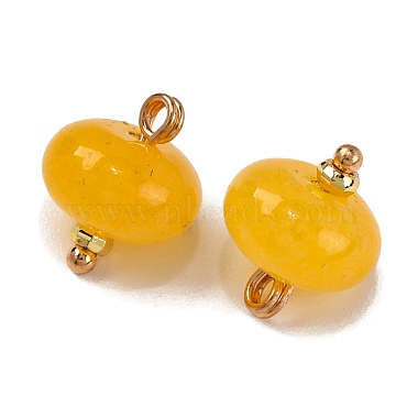 Natural White Jade Dyed Saucer Charms with Rack Plating Golden Tone Brass Bails(KK-B103-17B-01)-2