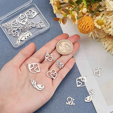 Elite 20Pcs 5 Style Mother's Day 201 Stainless Steel & 304 Stainless Steel Pendants(STAS-PH0003-97)-5