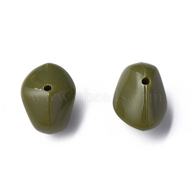 Dark Olive Green Nuggets Acrylic Beads