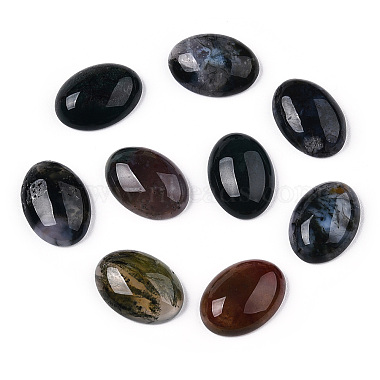 18mm DarkGreen Oval Indian Agate Cabochons