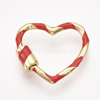 Golden Red Heart Brass Locking Carabiner