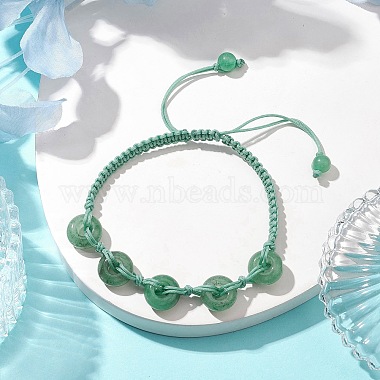 Bracelets de perles tressées en rondelles d'aventurine verte naturelle(BJEW-TA00492-04)-2