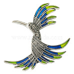 Hummingbird Enamel Pins, Alloy Rhinestone Lapel Pins for Backpack Clothes, Colorful, 65x50mm(JEWB-TADJ0001-04A)