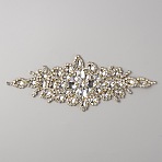 Flower Hotfix Rhinestone, Rhinestone Applique Patch, for DIY Bridal Belt Dress Hair Band, Crystal, 239x91x5mm(DIY-WH0409-09)