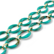 Handmade Imitation Gemstone Style Acrylic Chains, with CCB Plastic Linking Rings, Light Sea Green, 3.28 Feet(1m)/strand(AJEW-JB00979-02)