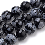 Natural Snowflake Obsidian Beads Strands, Round, 6mm, Hole: 1mm, about 70pcs/strand, 15.7 inch(G-S259-20-6mm)