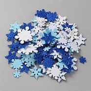 200 Pcs EVA Glitter Powder Stickers, Snowflake, Medium Blue, 16~49x14~44.5x1.5~2mm(DIY-WH20007-08)