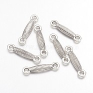 Tibetan Style Alloy Bar Links connectors, Lead Free and Cadmium Free, Antique Silver, about 18mm long, 3.5mm wide, 3mm thick, hole: 2mm(X-LF9895Y)