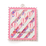 Christmas Acrylic Pendants, with Paper, Stamp, Hot Air Balloon, 49x38x4mm, Hole: 2.4mm(MACR-D077-01B)