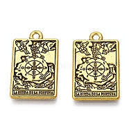 Rack Plating Alloy Pendants, Cadmium Free & Nickel Free & Lead Free, Tarot Charms, Antique Golden, Antique Golden, 23.5x14.5x1.5mm, Hole: 1.8mm(PALLOY-WH0103-04B-AG)