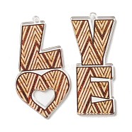 Opaque Acrylic Pendants, Word LOVE, Colorful, 50x21~25.5x2.5mm, Hole: 1.6mm(BACR-D002-08D)