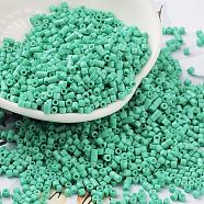 Baking Paint Glass Seed Beads, Cylinder, Medium Aquamarine, 2x1.5mm, Hole: 1mm, about 5599pcs/50g(X-SEED-S042-05B-60)