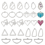 Pandahall 36Pcs 9 Style Alloy Pendants, Mixed Shape, Platinum, 18.5~32x16~29.5x1.5~2mm, Hole: 1.5~2mm, 4pcs/style(FIND-TA0003-49)