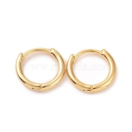 Brass Huggie Hoop Earrings, Ring, Real 18K Gold Plated, 12 Gauge(2mm), 13.5x13x2mm, Pin: 1mm(KK-D063-04G)